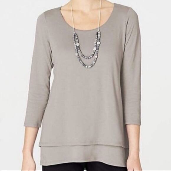 J Jill Pure Jill Elliptical Layered Top in Ash Gray Women's M - Picture 1 of 10